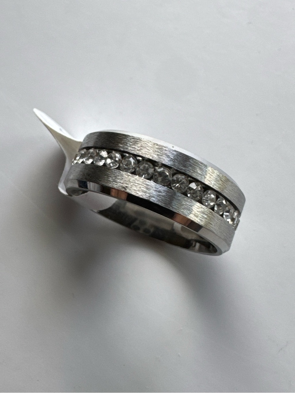 Silver Crystal-Channel Band Ring - Women Mens Jewelry Wedding Prom Size 9